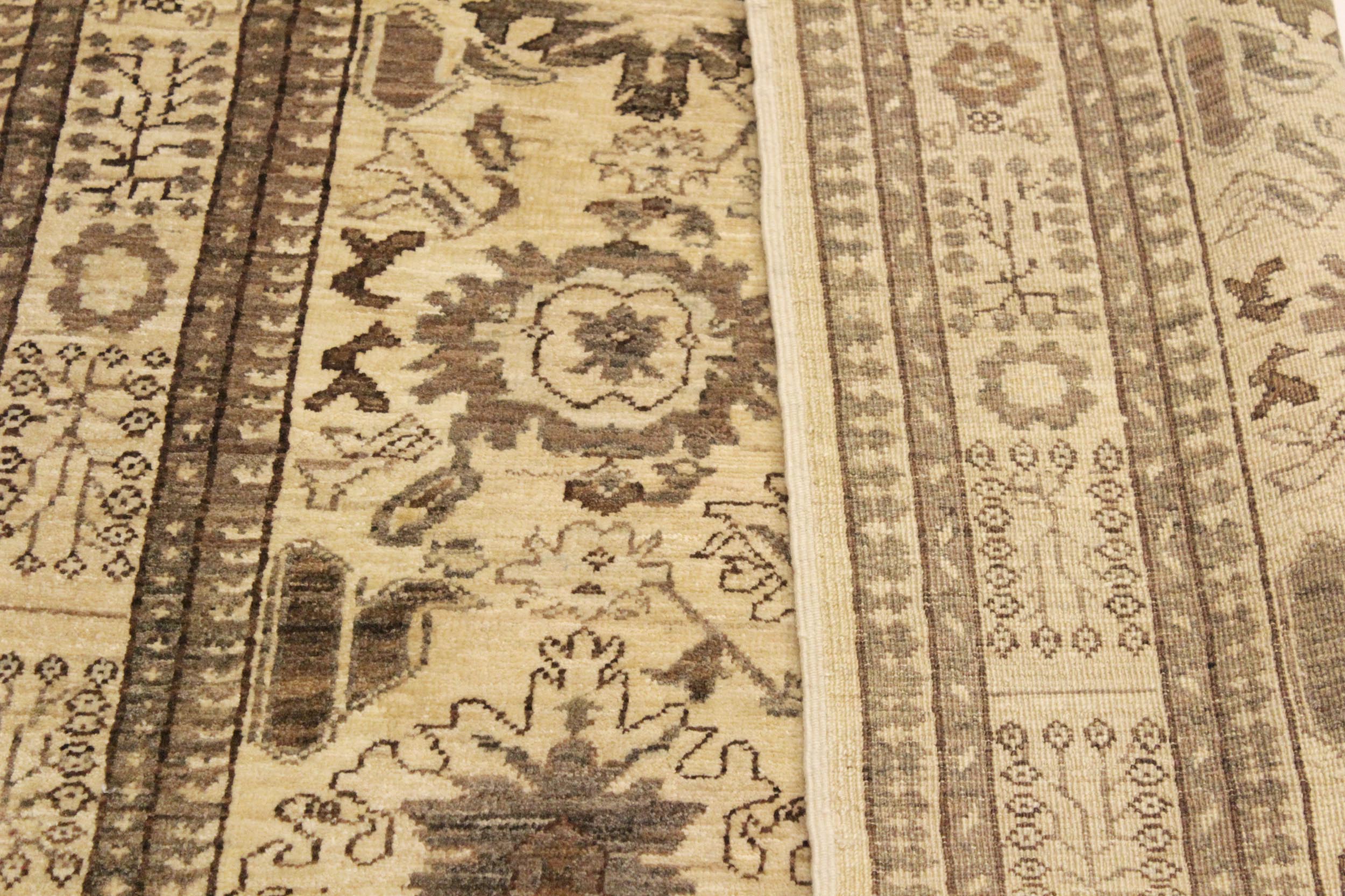 handmade Geometric Kafkaz Tan Beige Hand Knotted RECTANGLE 100% WOOL area rug 4' x 6'