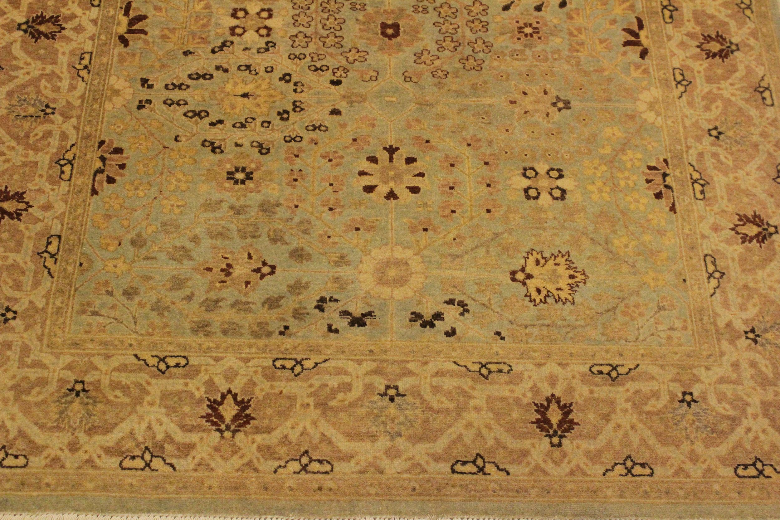handmade Traditional Gulzar Lt. Blue Lt. Tan Hand Knotted RECTANGLE 100% WOOL area rug 4' x 6'