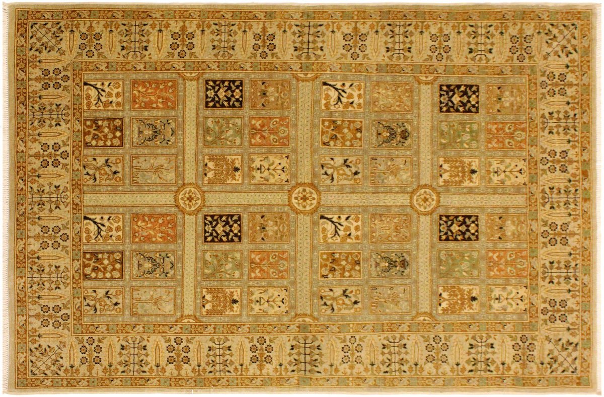 handmade Transitional Design Lt. Tan Lt. Gray Hand Knotted RECTANGLE 100% WOOL area rug 4' x 6'