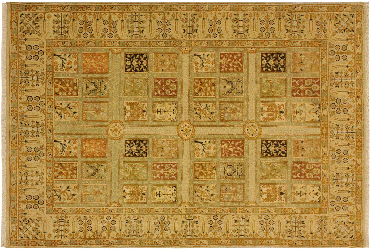 handmade Transitional Design Tan Gold Hand Knotted RECTANGLE 100% WOOL area rug 4' x 6'