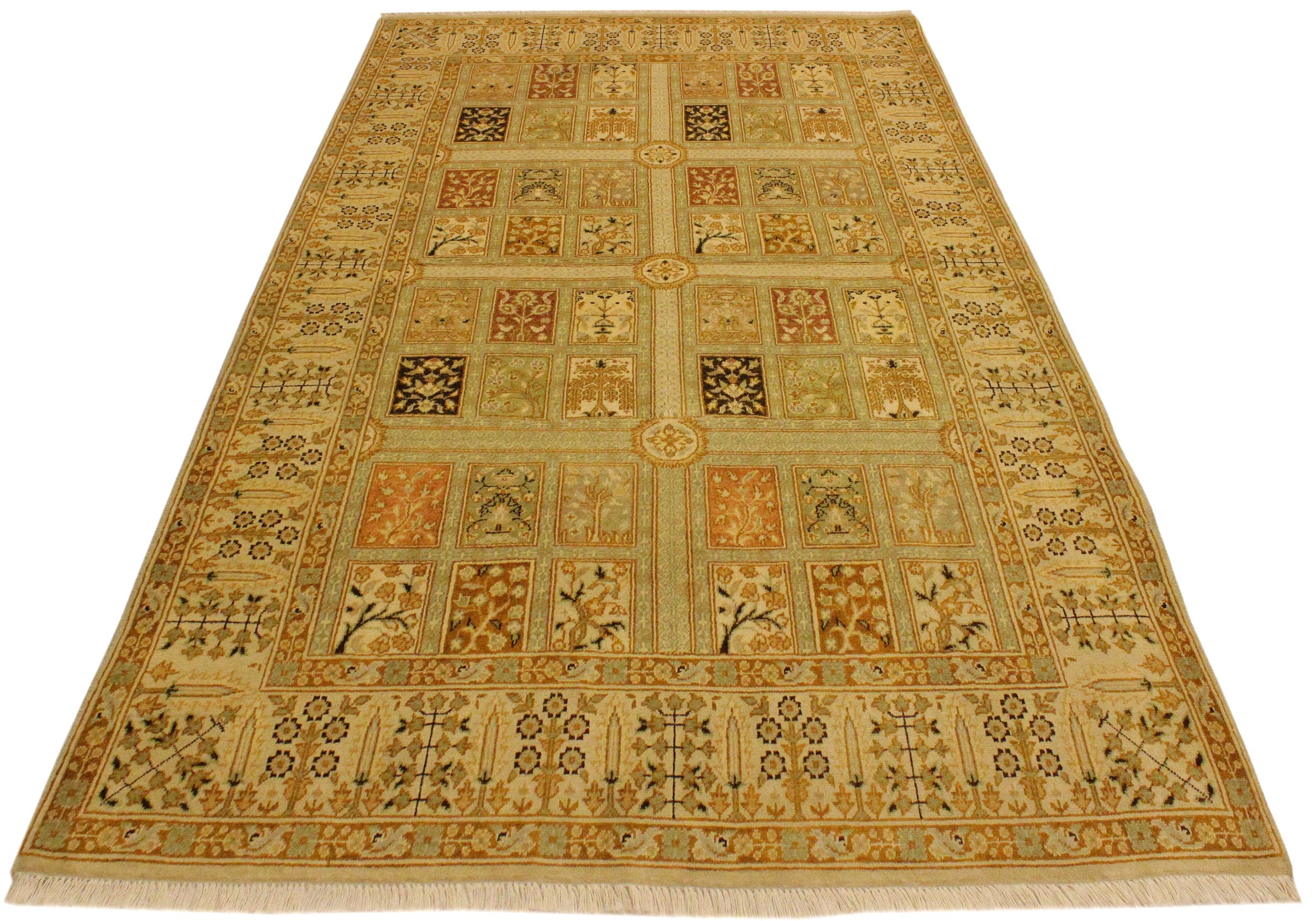 handmade Transitional Design Tan Gold Hand Knotted RECTANGLE 100% WOOL area rug 4' x 6'