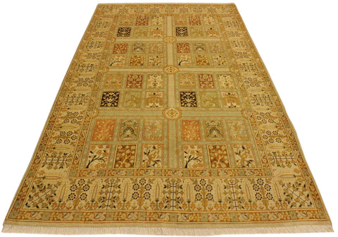 handmade Transitional Design Tan Gold Hand Knotted RECTANGLE 100% WOOL area rug 4' x 6'