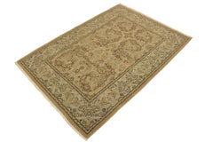 handmade Traditional Design Tan Blue Hand Knotted RECTANGLE 100% WOOL area rug 4'X6'