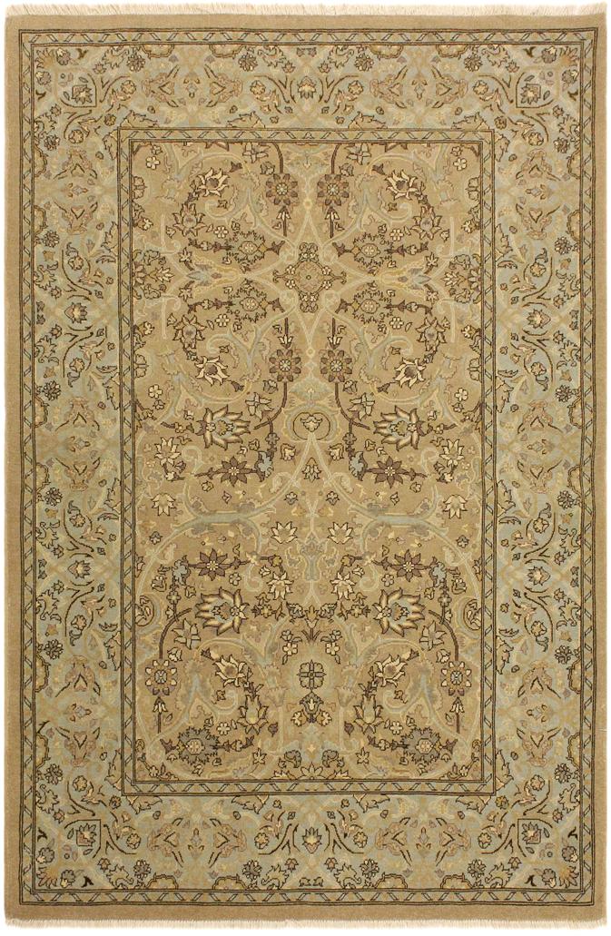 handmade Traditional Design Tan Blue Hand Knotted RECTANGLE 100% WOOL area rug 4'X6'