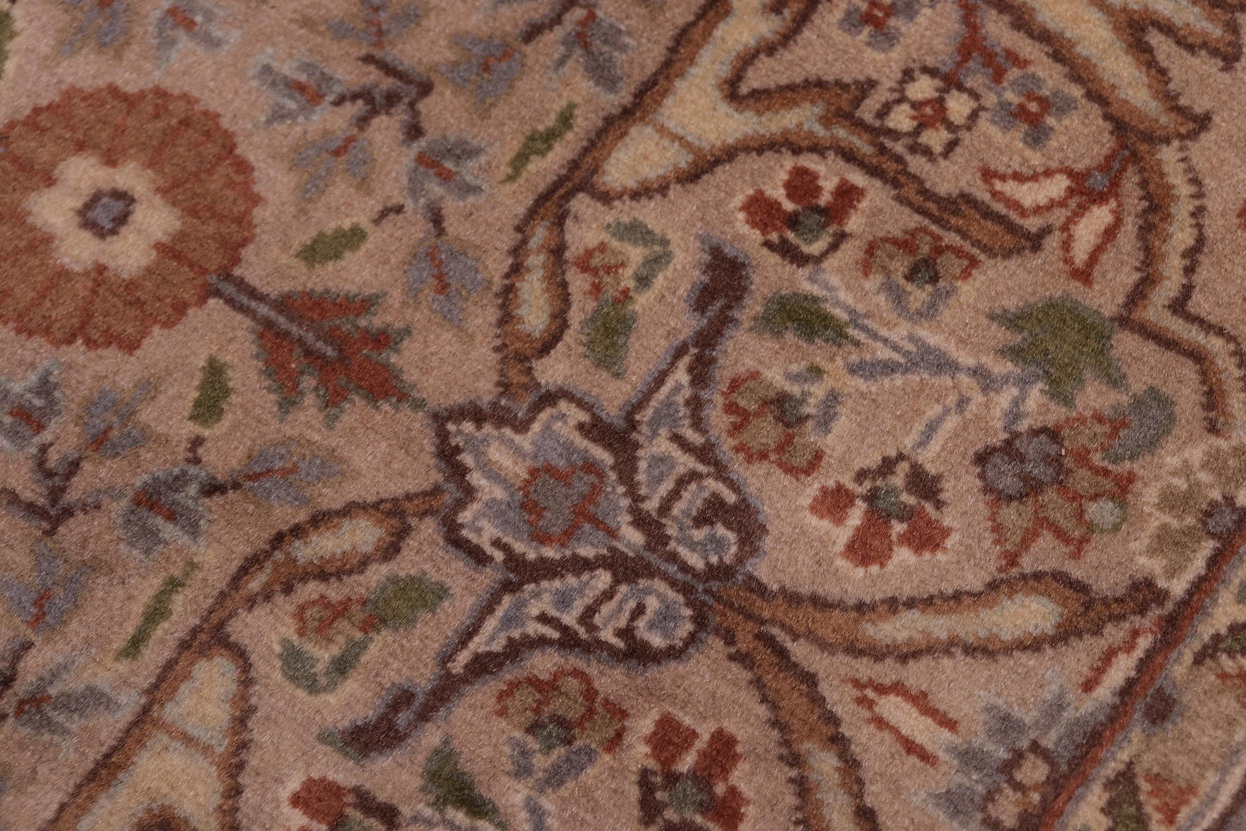 handmade Traditional Tabriz Tan Brown Hand Knotted RECTANGLE 100% WOOL area rug 4x7