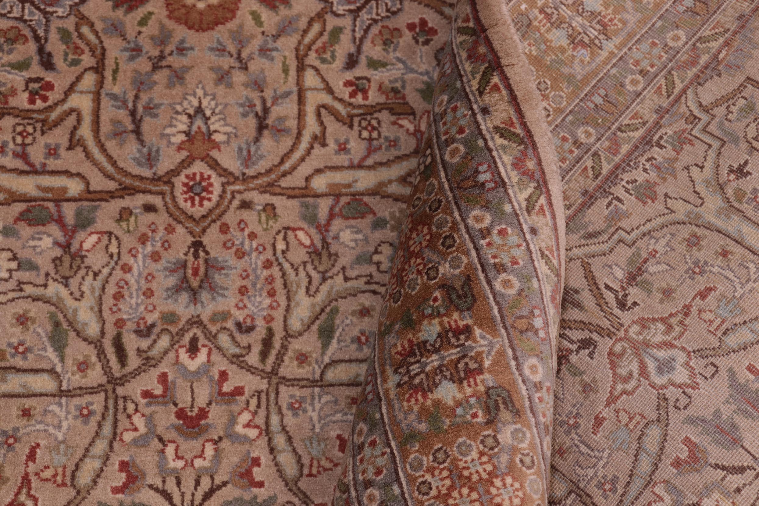 handmade Traditional Tabriz Tan Brown Hand Knotted RECTANGLE 100% WOOL area rug 4x7