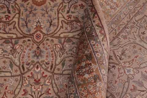 handmade Traditional Tabriz Tan Brown Hand Knotted RECTANGLE 100% WOOL area rug 4x7