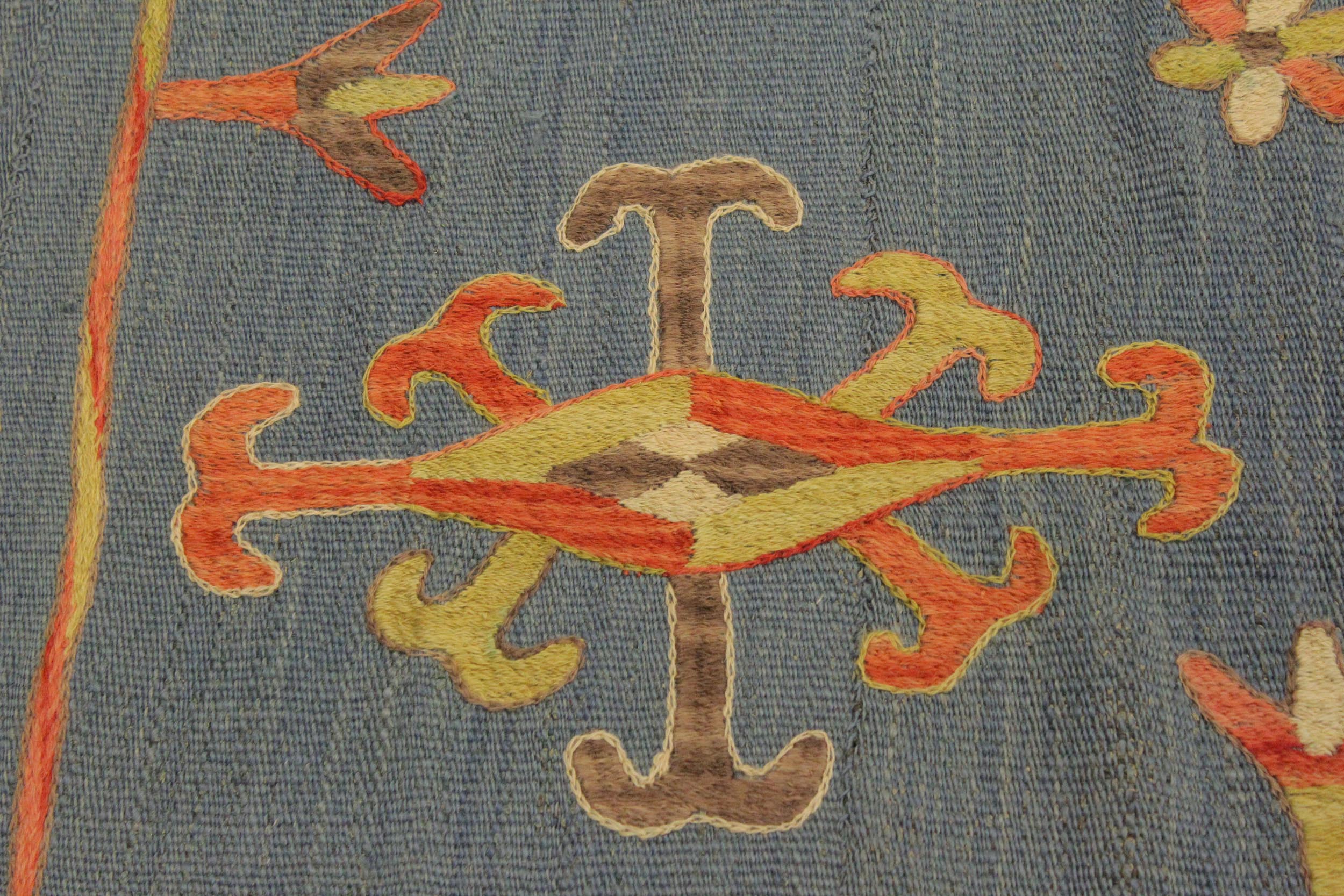 handmade Geometric Ikat Blue Pink Hand-Woven RECTANGLE 100% WOOL area rug 6' x 8'