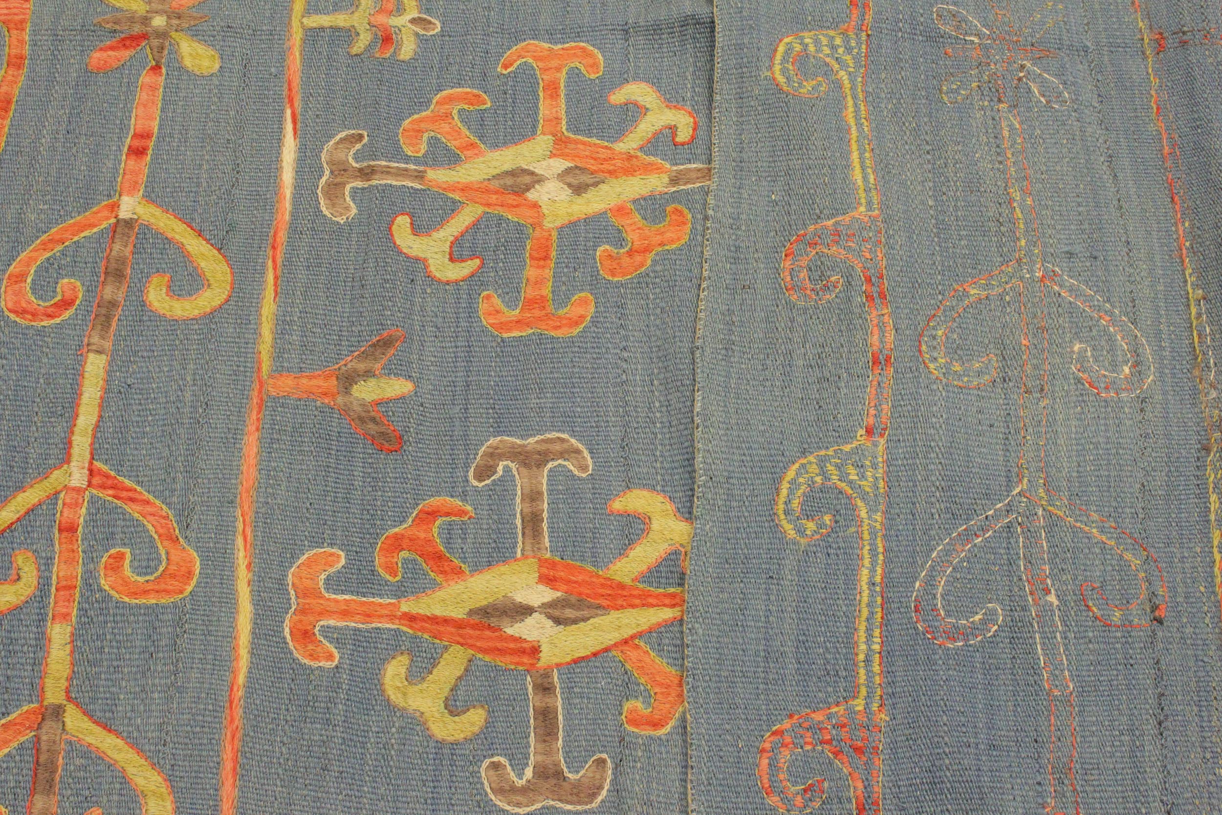 handmade Geometric Ikat Blue Pink Hand-Woven RECTANGLE 100% WOOL area rug 6' x 8'