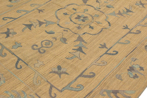 handmade Geometric Ikat Gray Blue Hand-Woven RECTANGLE 100% WOOL area rug 6' x 8'