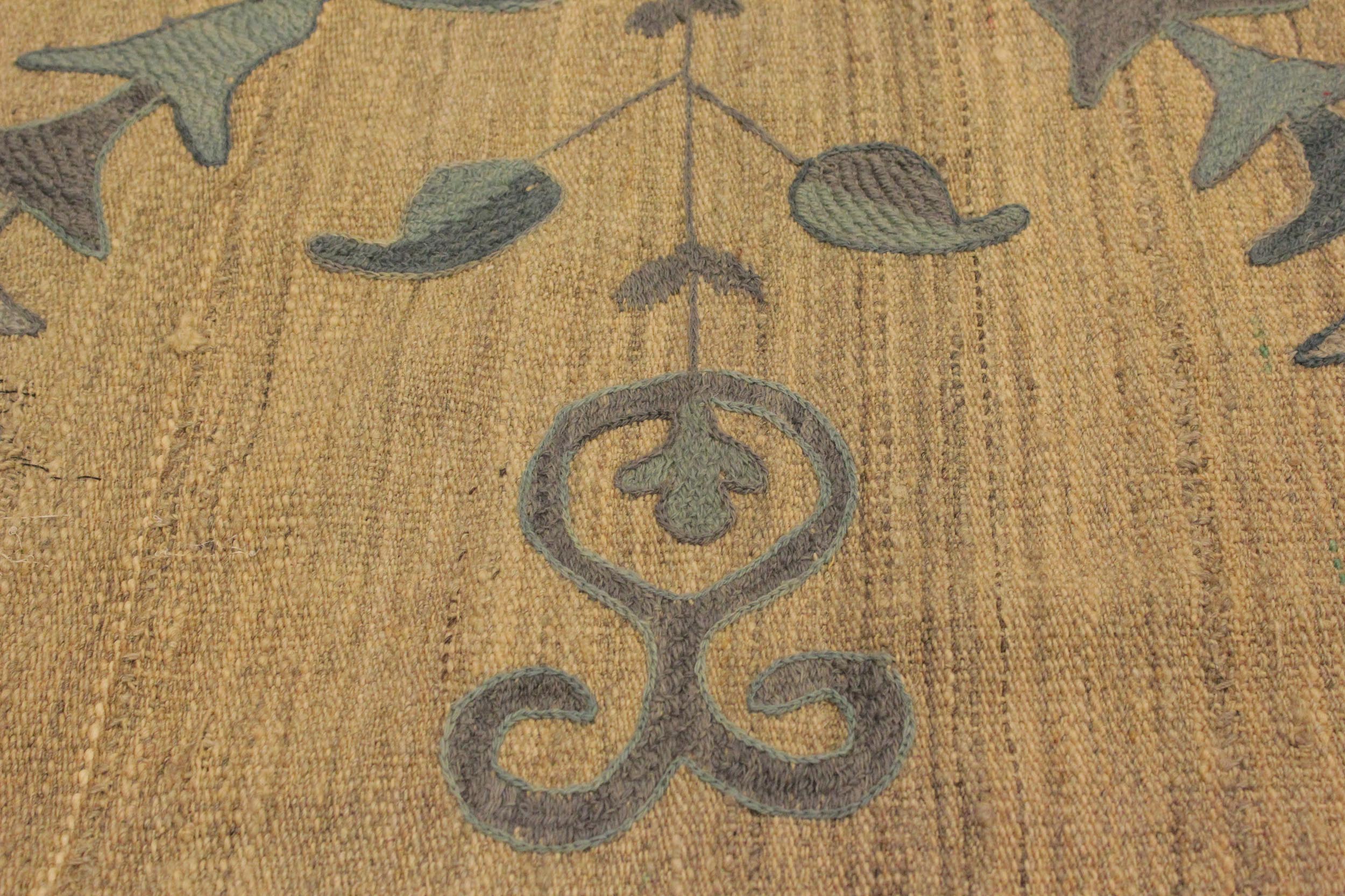 handmade Geometric Ikat Gray Blue Hand-Woven RECTANGLE 100% WOOL area rug 6' x 8'