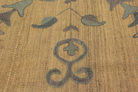 handmade Geometric Ikat Gray Blue Hand-Woven RECTANGLE 100% WOOL area rug 6' x 8'