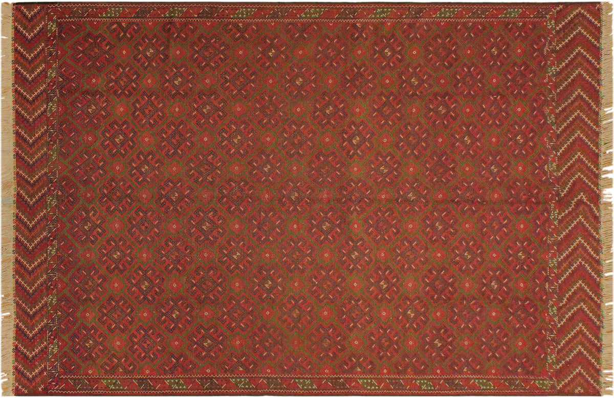 handmade Geometric Tukmansalah Red Red Hand-Woven RECTANGLE 100% WOOL area rug 7x11