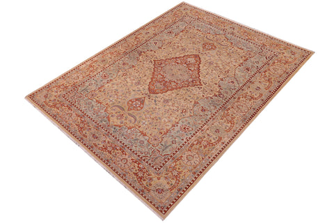 handmade Traditional  Brown Green Hand Knotted RECTANGLE 100% WOOL area rug 8' x 11'