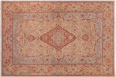 handmade Traditional  Brown Green Hand Knotted RECTANGLE 100% WOOL area rug 8' x 11'