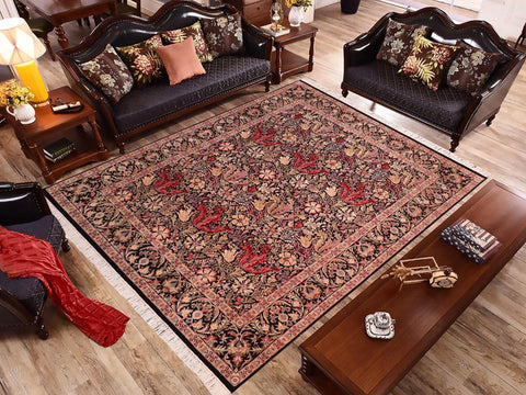 handmade Transitional Gulshan Black Red Hand Knotted RECTANGLE 100% WOOL area rug 8x10