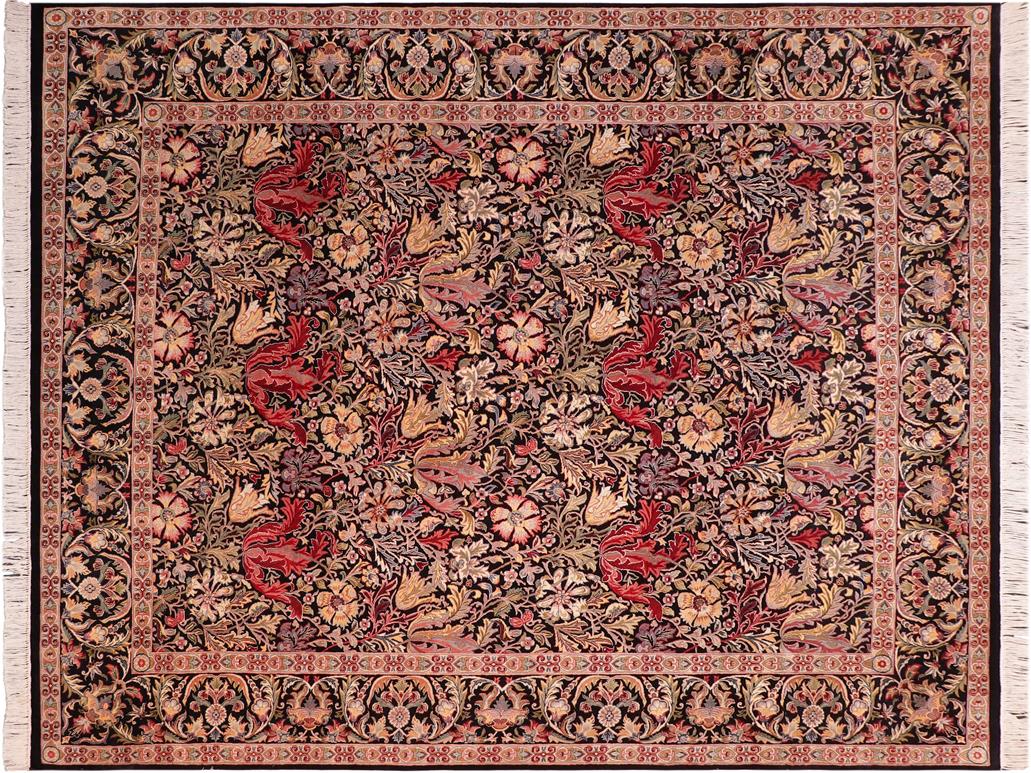 handmade Transitional Gulshan Black Red Hand Knotted RECTANGLE 100% WOOL area rug 8x10