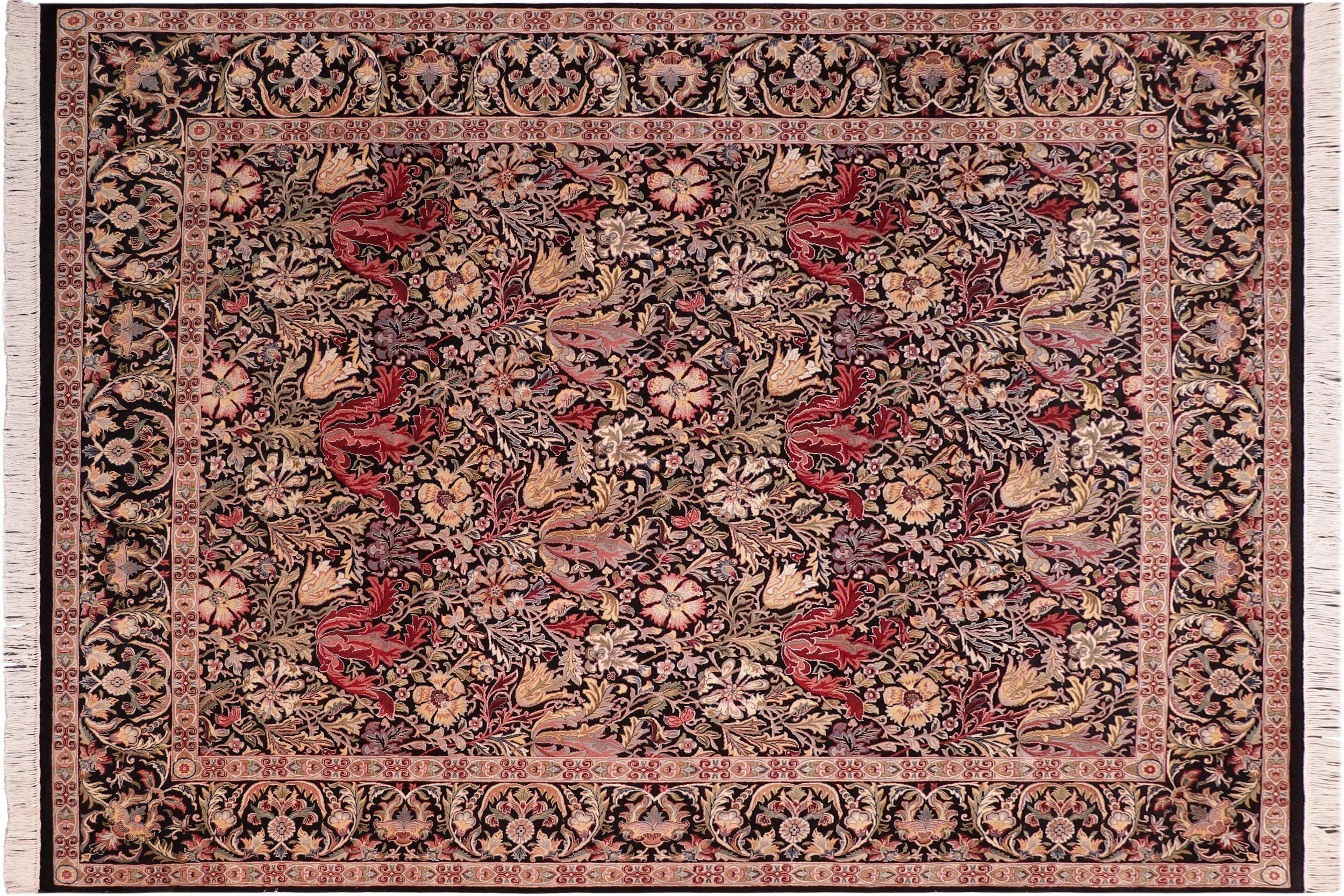 handmade Transitional Gulshan Black Red Hand Knotted RECTANGLE 100% WOOL area rug 8' x 10'