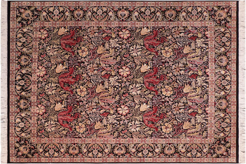 handmade Transitional Gulshan Black Red Hand Knotted RECTANGLE 100% WOOL area rug 8' x 10'