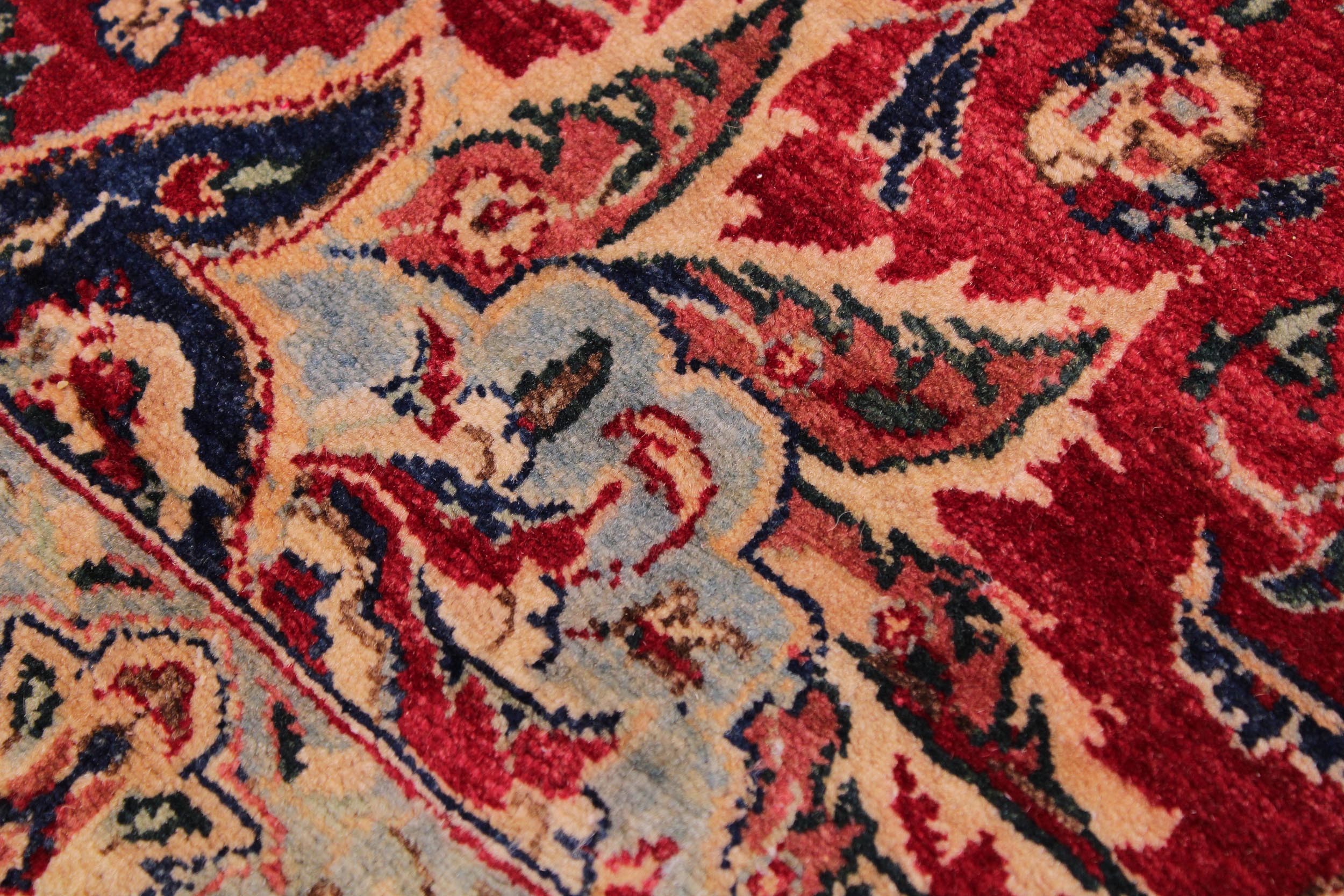 handmade Traditional Kashan Red Lt. Blue Hand Knotted RECTANGLE 100% WOOL area rug 9 x 12