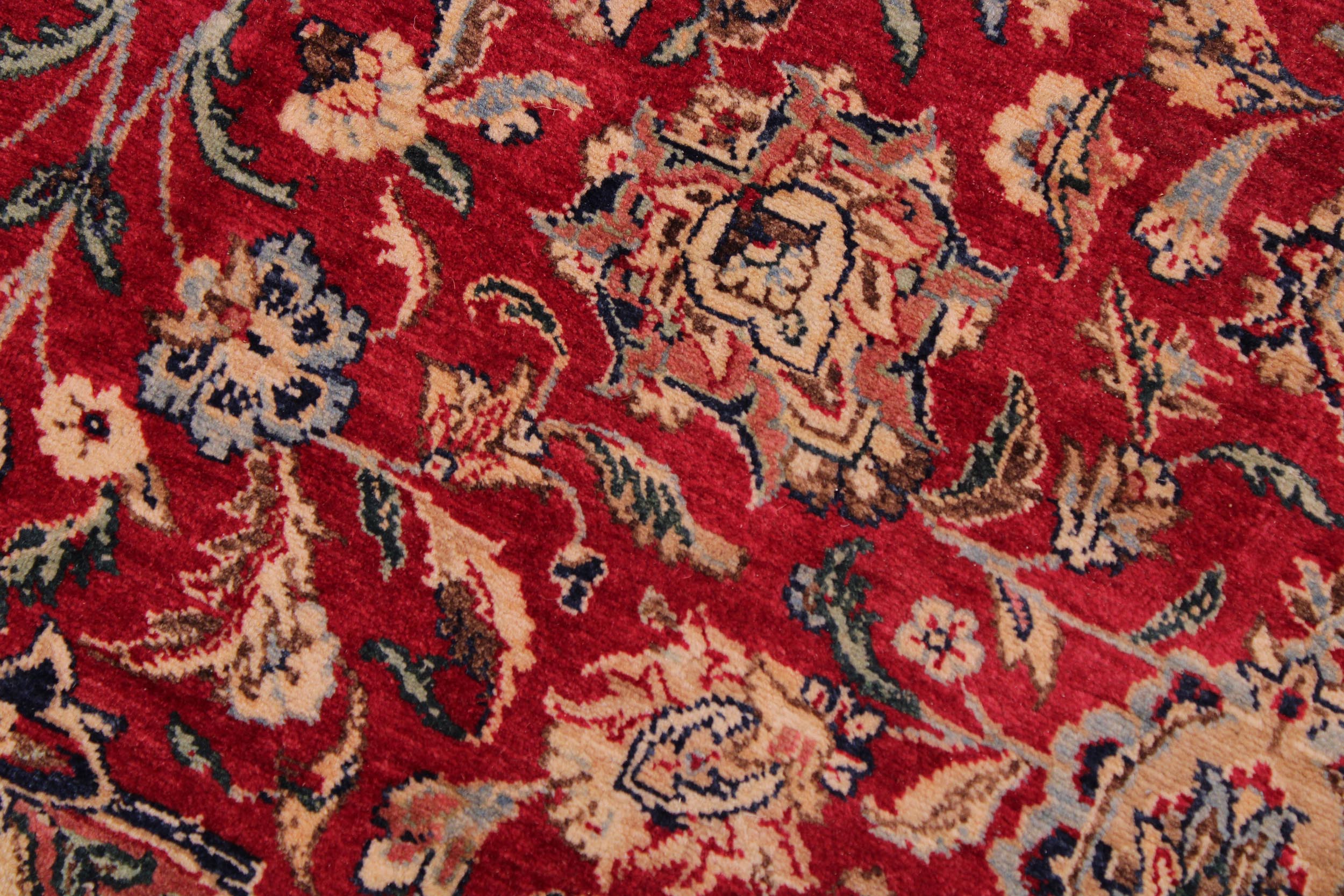 handmade Traditional Kashan Red Lt. Blue Hand Knotted RECTANGLE 100% WOOL area rug 9 x 12