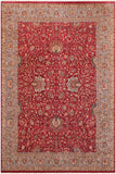 Semi-Antique Kashan Gracelyn Red/Blue Wool Rug - 9'2'' x 11'11''