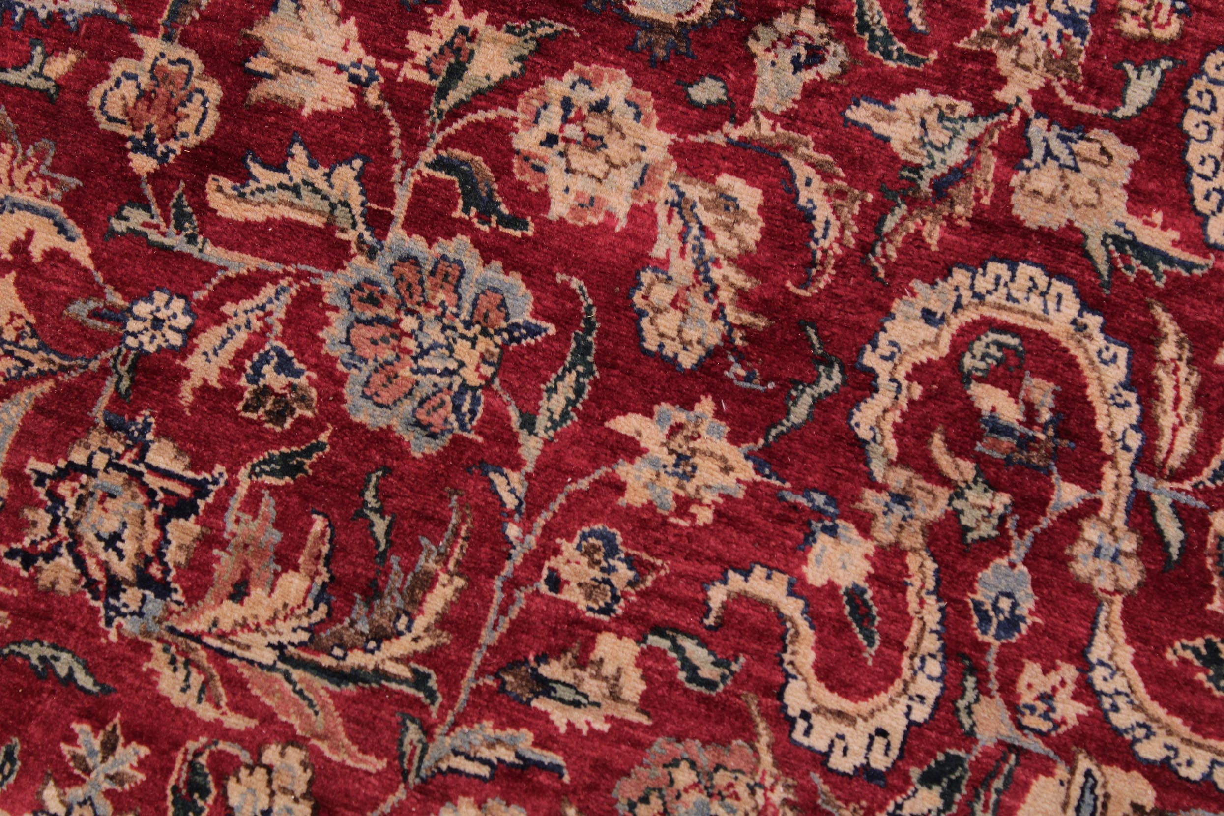 handmade Traditional Kashan Red Lt. Blue Hand Knotted RECTANGLE 100% WOOL area rug 9x12