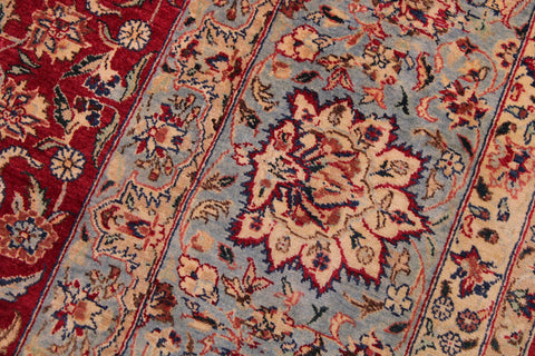 handmade Traditional Kashan Red Lt. Blue Hand Knotted RECTANGLE 100% WOOL area rug 9 x 12