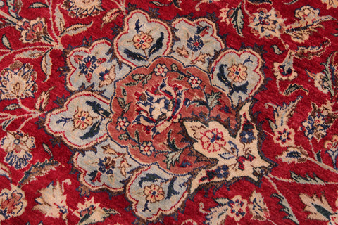 handmade Traditional Kashan Red Lt. Blue Hand Knotted RECTANGLE 100% WOOL area rug 9 x 12