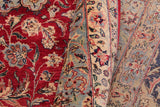 Semi-Antique Kashan Gracelyn Red/Blue Wool Rug - 9'2'' x 11'11''