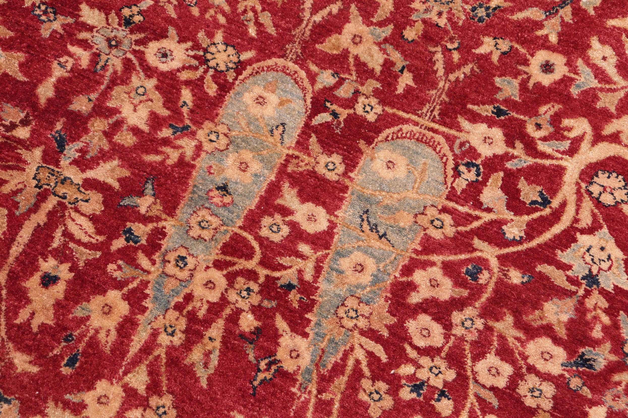 handmade Transitional Kashan Red Blue Hand Knotted RECTANGLE 100% WOOL area rug 8x10