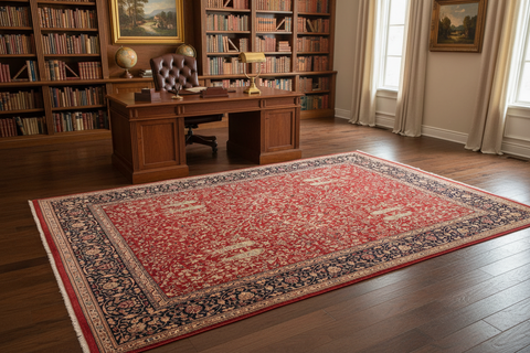 handmade Transitional Kashan Red Blue Hand Knotted RECTANGLE 100% WOOL area rug 8 x 10