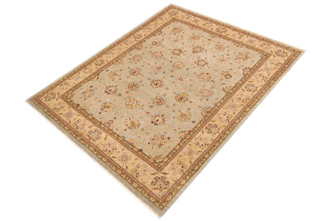 handmade Transitional Kafkaz Lt. Green Tan Hand Knotted RECTANGLE 100% WOOL area rug 9' x 12'
