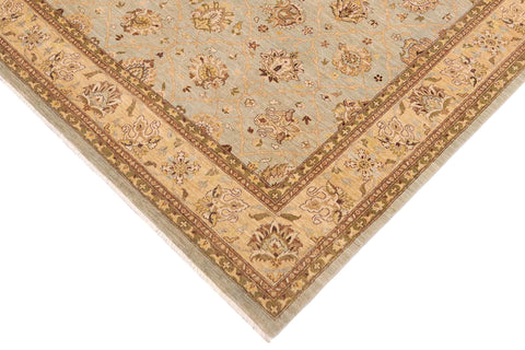 handmade Transitional Kafkaz Lt. Green Tan Hand Knotted RECTANGLE 100% WOOL area rug 9' x 12'
