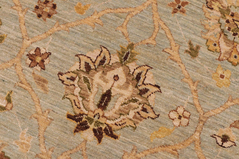 handmade Transitional Kafkaz Lt. Green Tan Hand Knotted RECTANGLE 100% WOOL area rug 9' x 12'