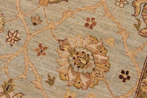 handmade Transitional Kafkaz Lt. Green Tan Hand Knotted RECTANGLE 100% WOOL area rug 9' x 12'