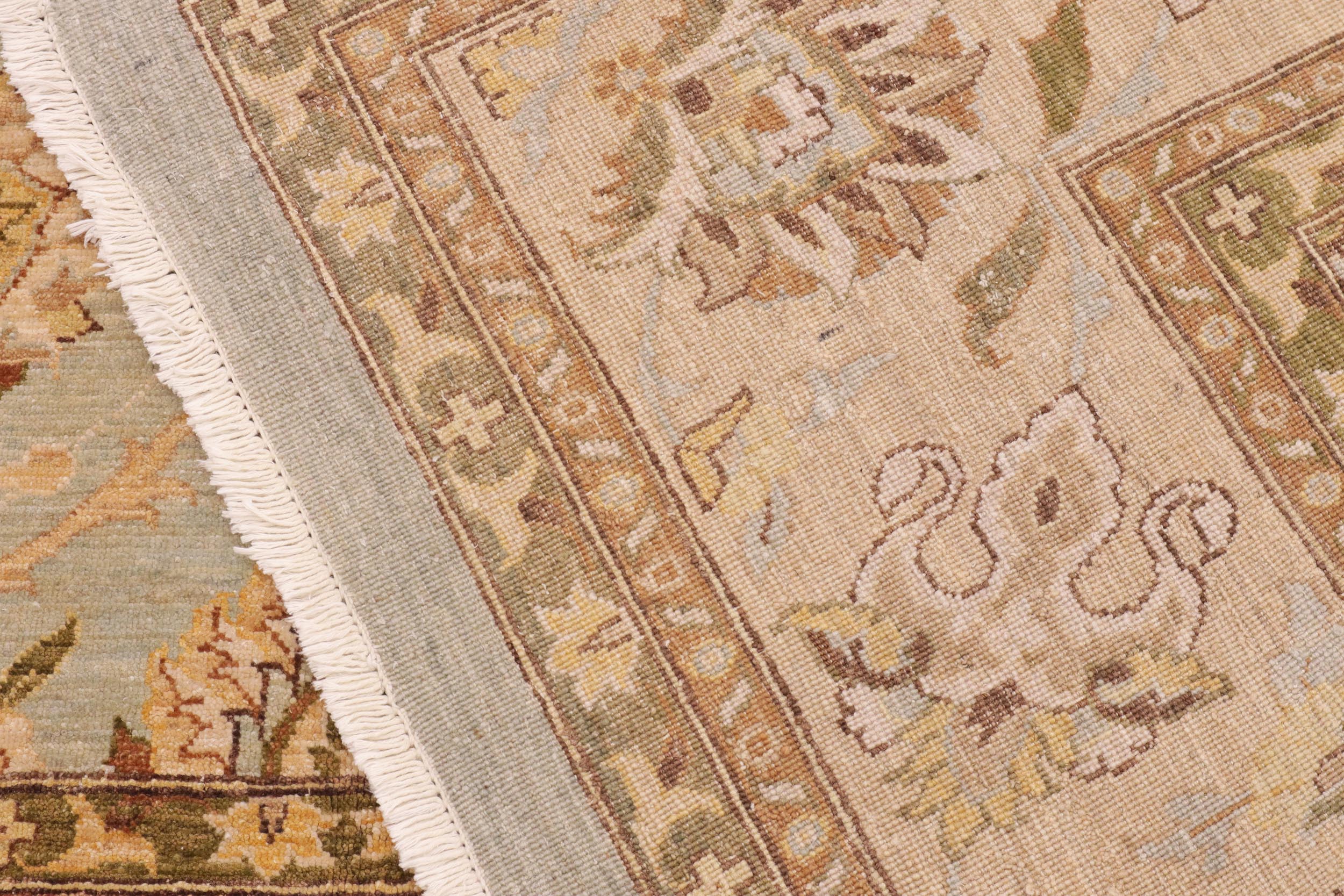 handmade Transitional Kafkaz Lt. Green Tan Hand Knotted RECTANGLE 100% WOOL area rug 9' x 12'