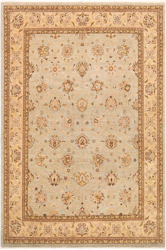 handmade Transitional Kafkaz Lt. Green Tan Hand Knotted RECTANGLE 100% WOOL area rug 9X12
