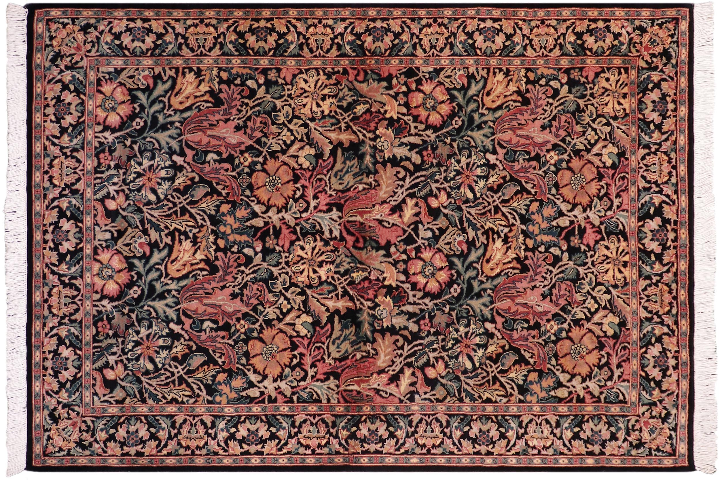 handmade Transitional Gulshanayub Black Beige Hand Knotted RECTANGLE 100% WOOL area rug 8' x 10'