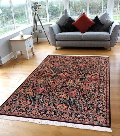 handmade Transitional Gulshanayub Black Beige Hand Knotted RECTANGLE 100% WOOL area rug 8' x 10'