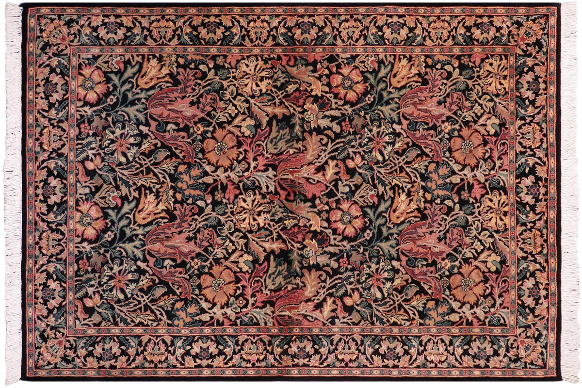 handmade Transitional Gulshanayub Black Black Hand Knotted RECTANGLE 100% WOOL area rug 5x7