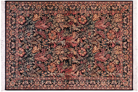 handmade Transitional Gulshanayub Black Beige Hand Knotted RECTANGLE 100% WOOL area rug 8' x 10'