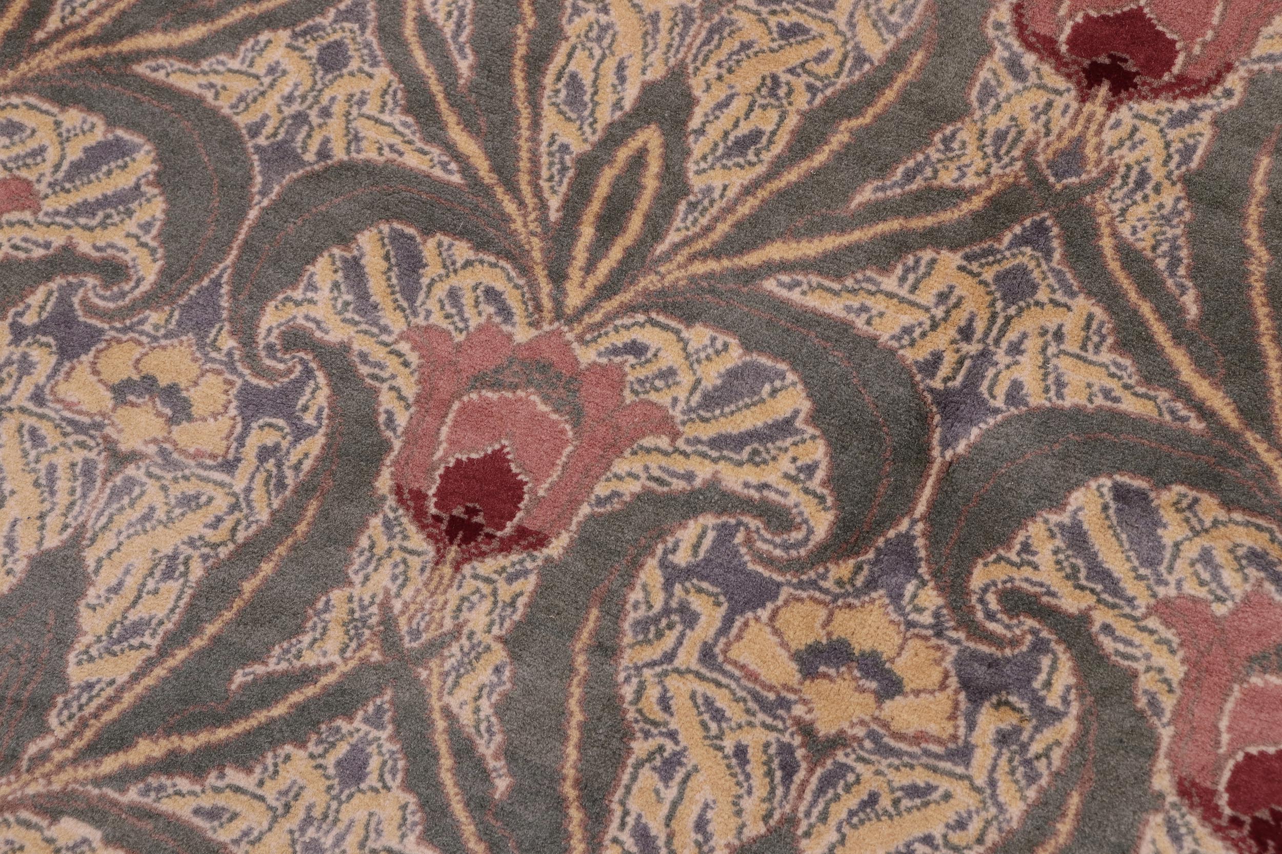 handmade Transitional Hamjolie Lt. Green Lt. Green Hand Knotted RECTANGLE 100% WOOL area rug 5x7