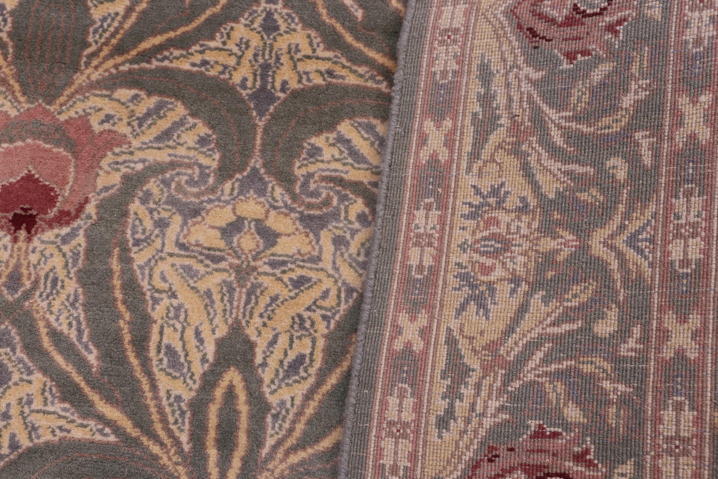 handmade Transitional Hamjolie Lt. Green Lt. Green Hand Knotted RECTANGLE 100% WOOL area rug 5x7