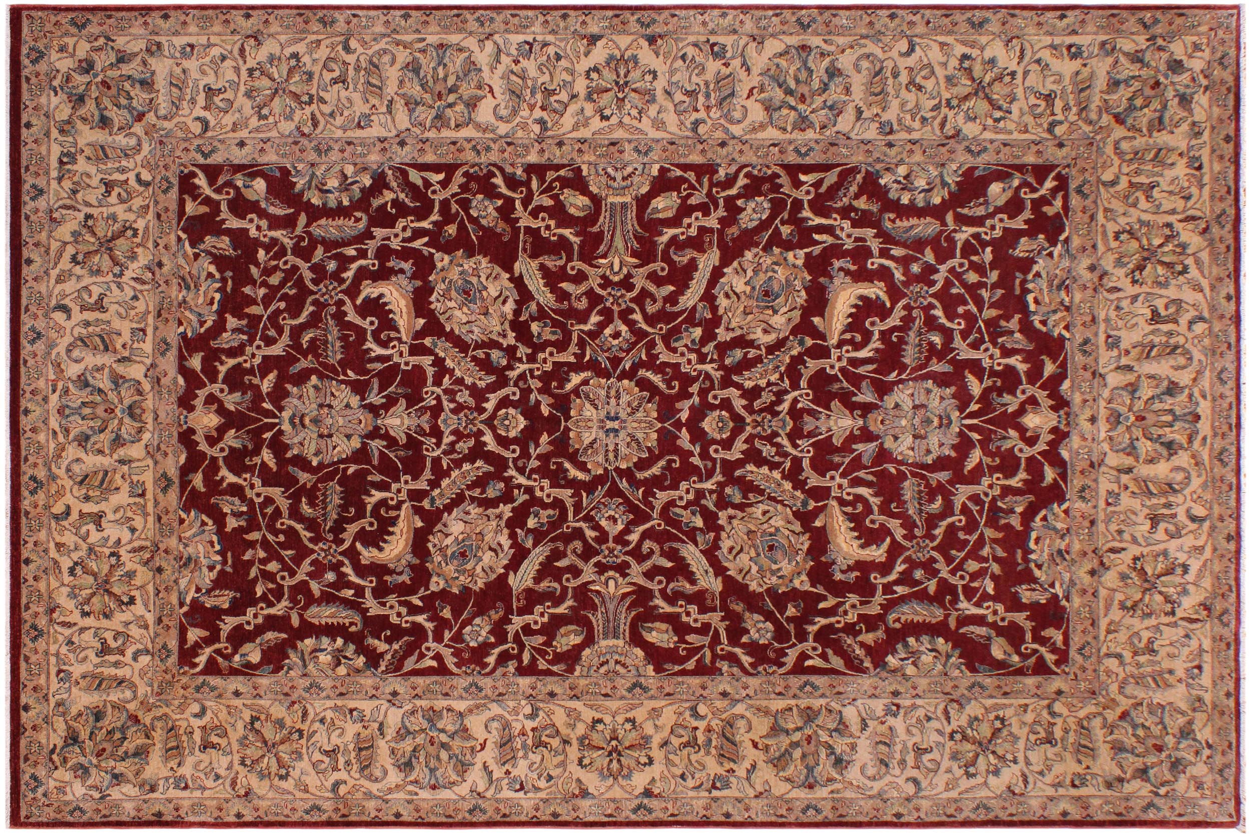 handmade Traditional  Red Tan Hand Knotted RECTANGLE 100% WOOL area rug 9' x 12'