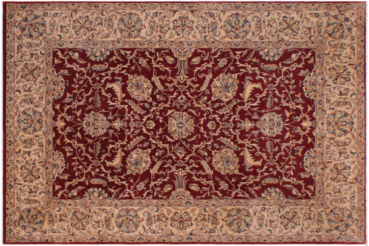 handmade Traditional  Red Tan Hand Knotted RECTANGLE 100% WOOL area rug 9' x 12'