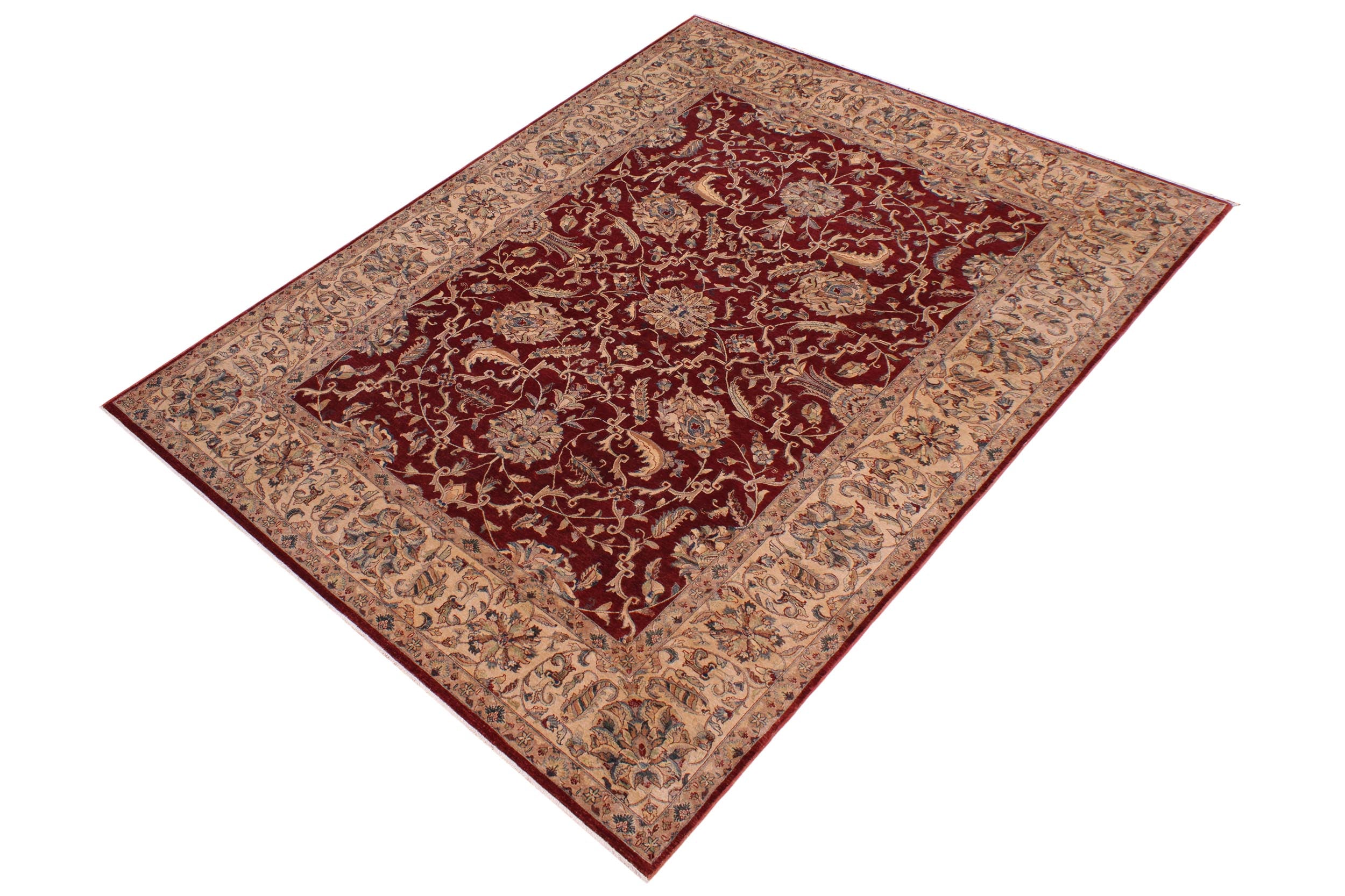 handmade Traditional  Red Tan Hand Knotted RECTANGLE 100% WOOL area rug 9' x 12'
