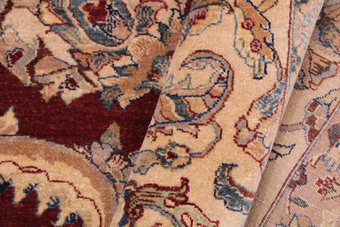 handmade Traditional  Red Tan Hand Knotted RECTANGLE 100% WOOL area rug 9' x 12'