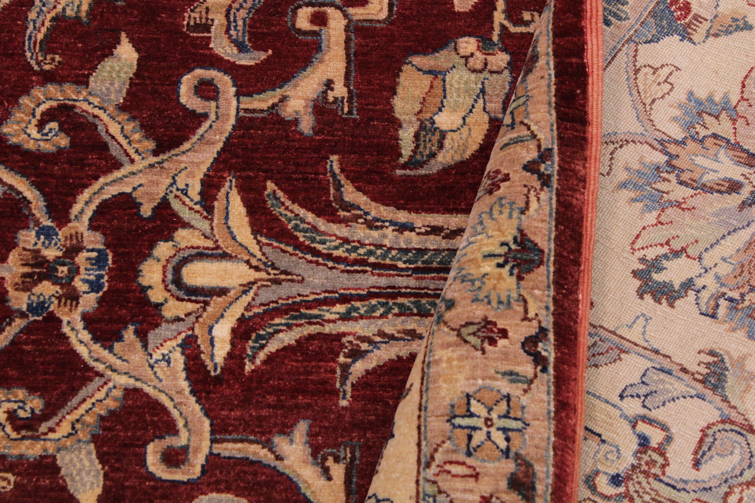 handmade Traditional  Red Tan Hand Knotted RECTANGLE 100% WOOL area rug 9' x 12'