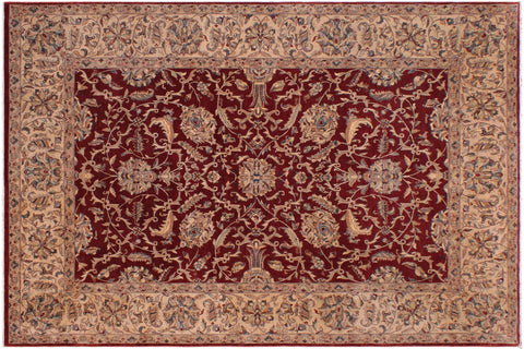 handmade Traditional  Red Tan Hand Knotted RECTANGLE 100% WOOL area rug 9' x 12'